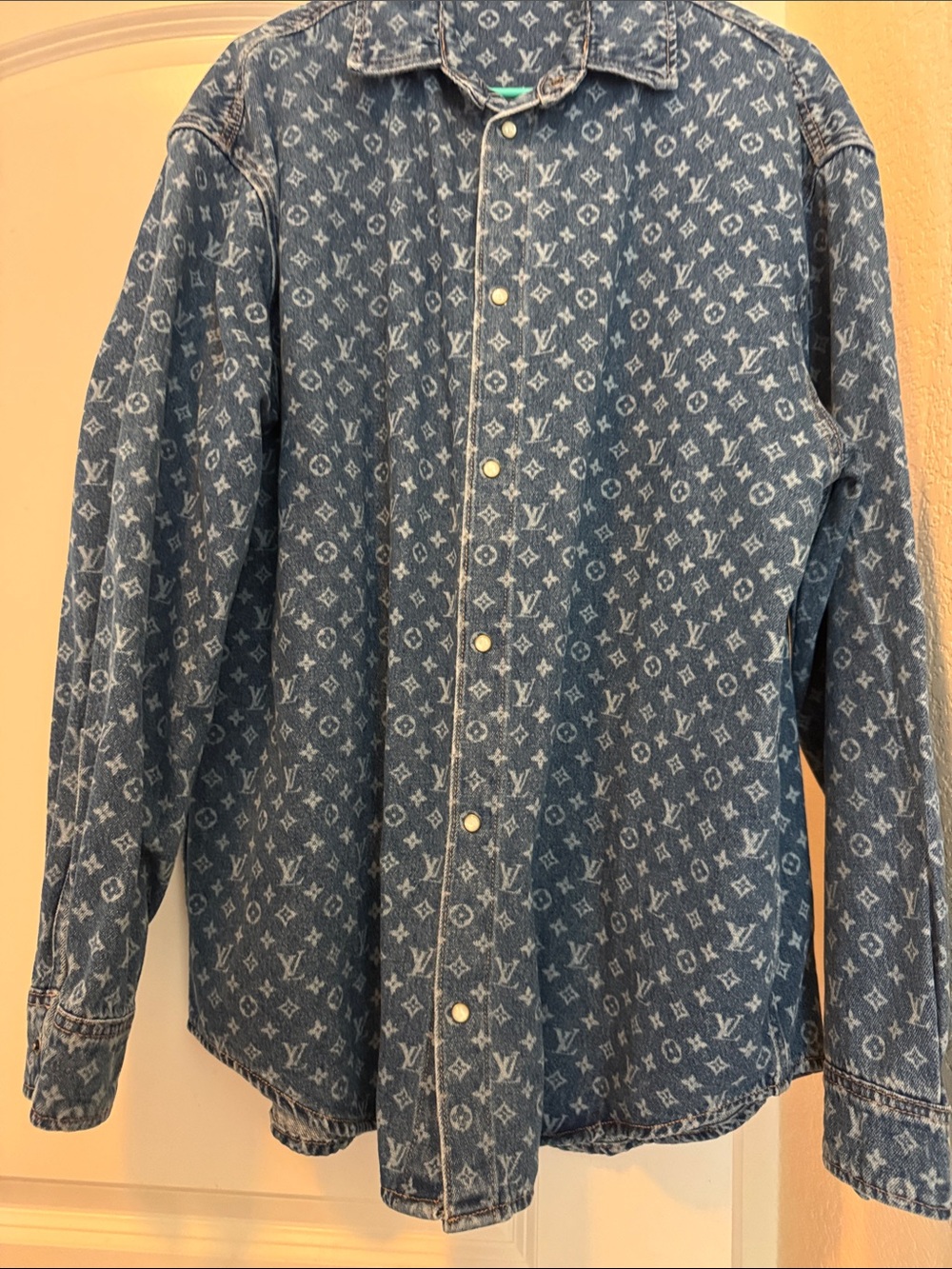 Louis Vuitton Denim Monogram Button-Down Shirt Jacket - Blue